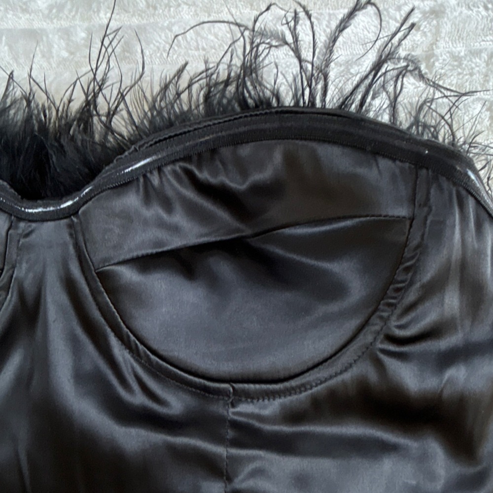 NovaLuxe Black Feather Strapless Bustier Corset Top Size L - Picture 11 of 16